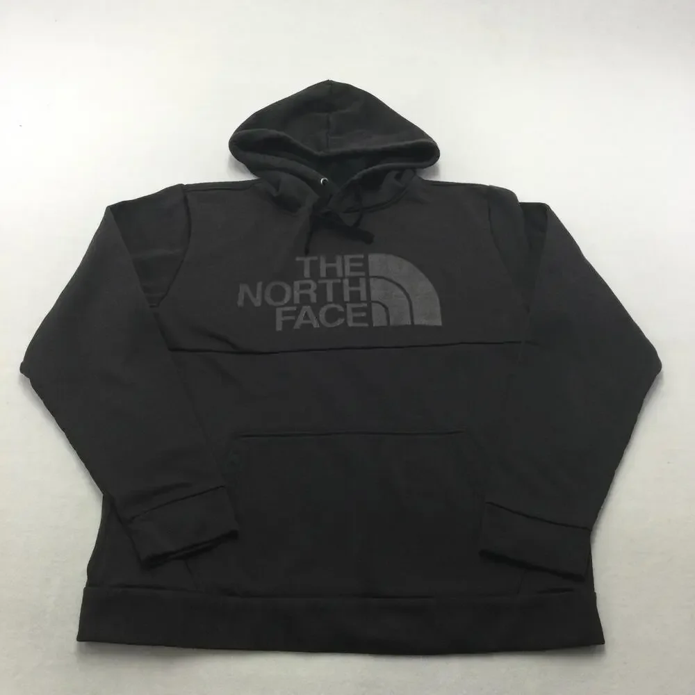 The North Face Hoodie Mens X-Large Gray Fleece Pullover Sweatshirt Logo Kangaroo